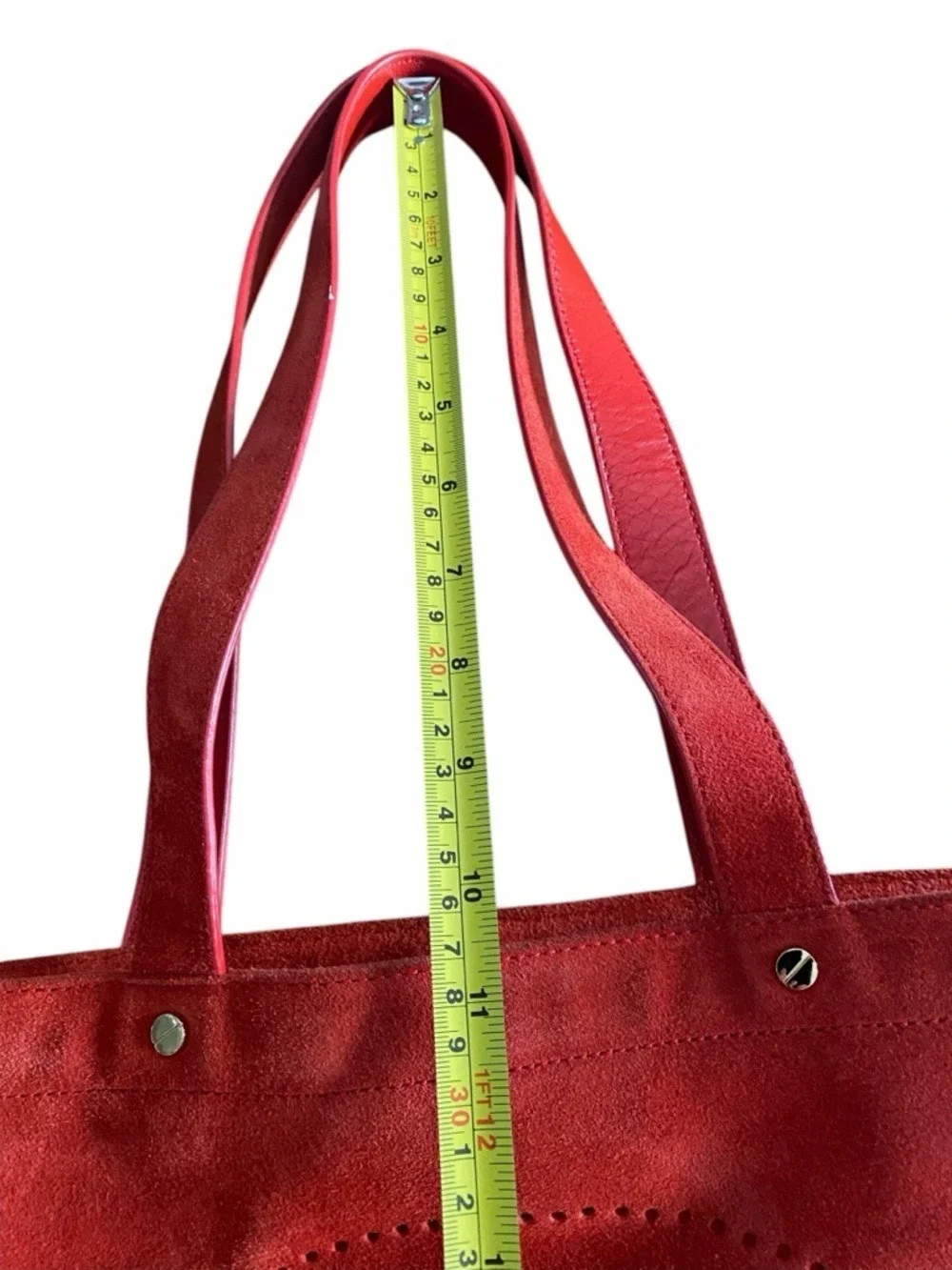 Tory Burch Marion Red Suede Logo Tote Bag